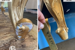 Luxury-furniture-chair-leg-gold-trim-leaf-gilded-metallic-finish-touch-up-blend-restoration-repair